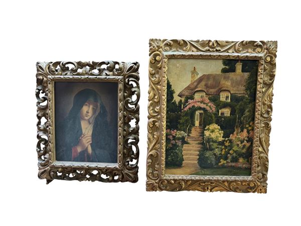 Set composto da un dipinto e una oleografia  (XX secolo)  - Asta Brocantage - Summer Edition  - DAMS Casa d'Aste
