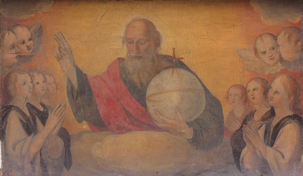 Dio Padre benedicente tra angeli e cherubini