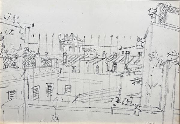 Marcello Muccini : Paesaggio  - pastello su carta - Auction Affordable art of the 20th century  - DAMS Casa d'Aste