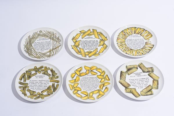 Piero Fornasetti - Set di 12 piatti - Serie "Ricette della pasta"