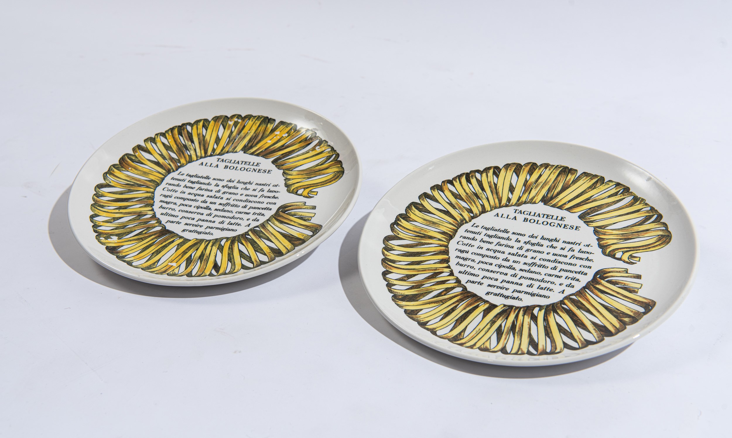 Piero Fornasetti - Set di 12 piatti della serie «Ricette della pasta»