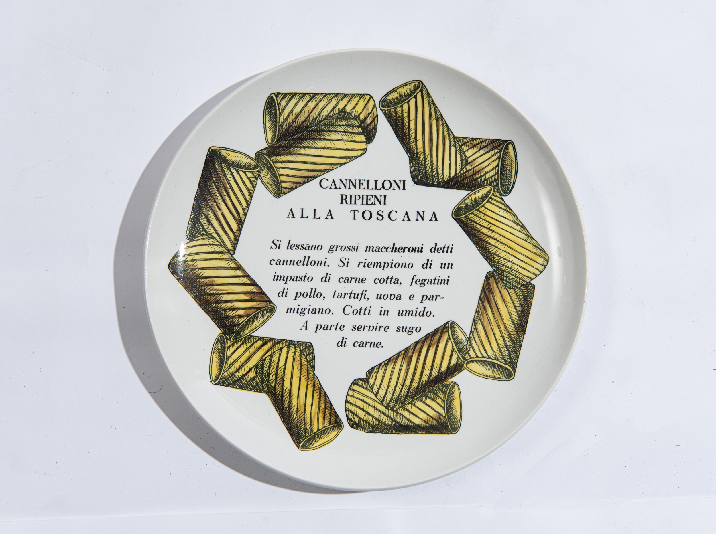 Piero Fornasetti - Set di 12 piatti della serie «Ricette della pasta»