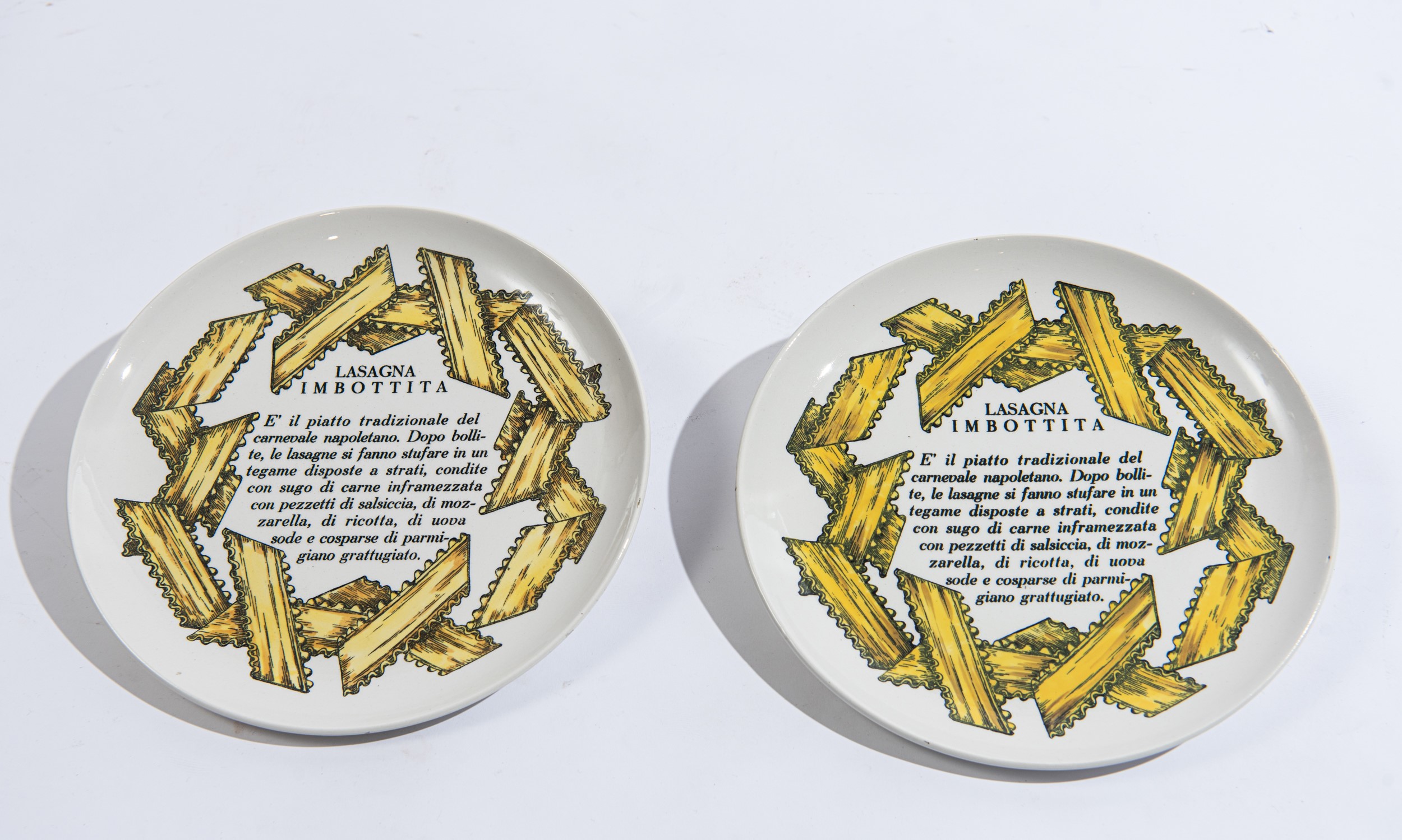 Piero Fornasetti - Set di 12 piatti della serie «Ricette della pasta»