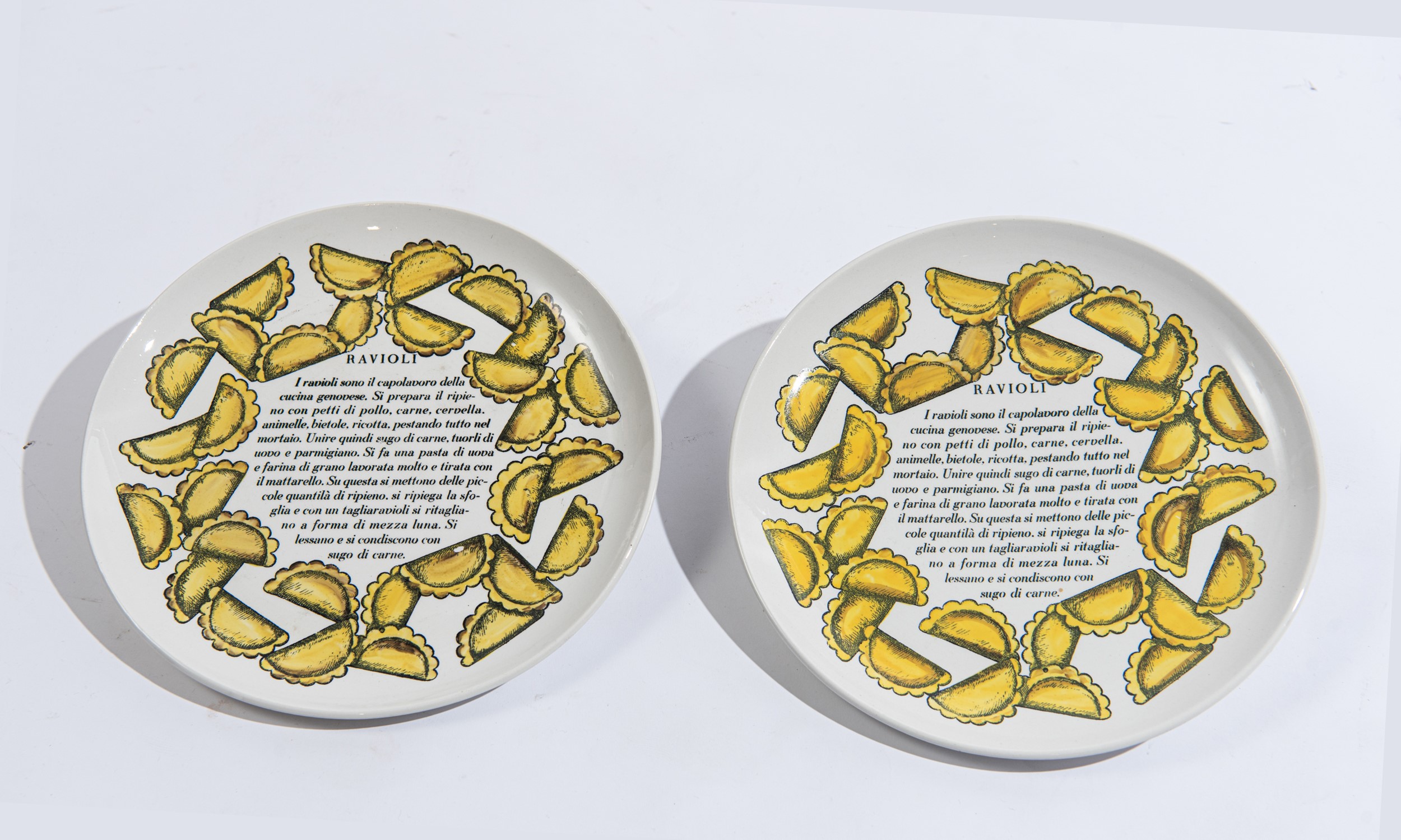 Piero Fornasetti - Set di 12 piatti della serie «Ricette della pasta»