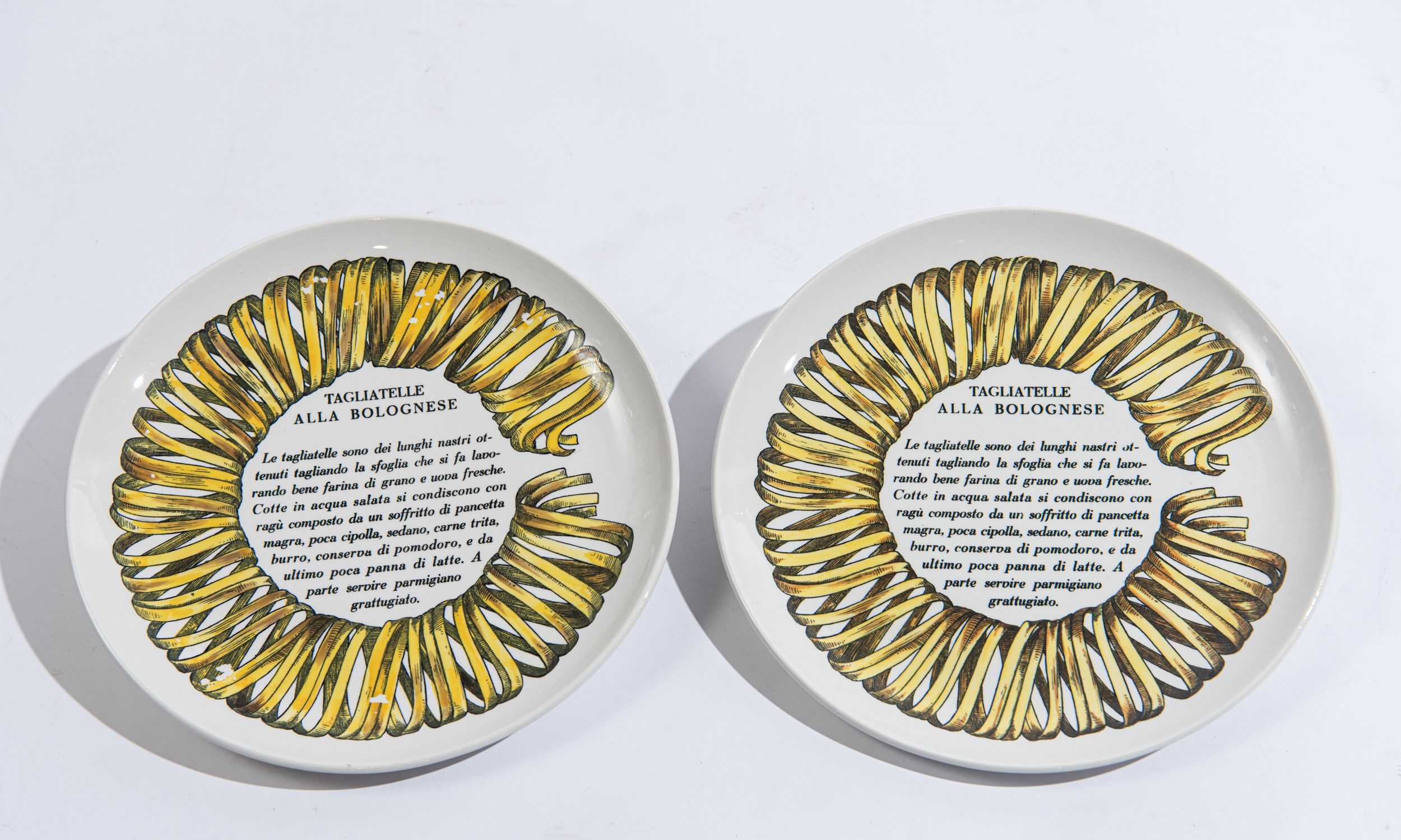 Piero Fornasetti - Set di 12 piatti della serie «Ricette della pasta»