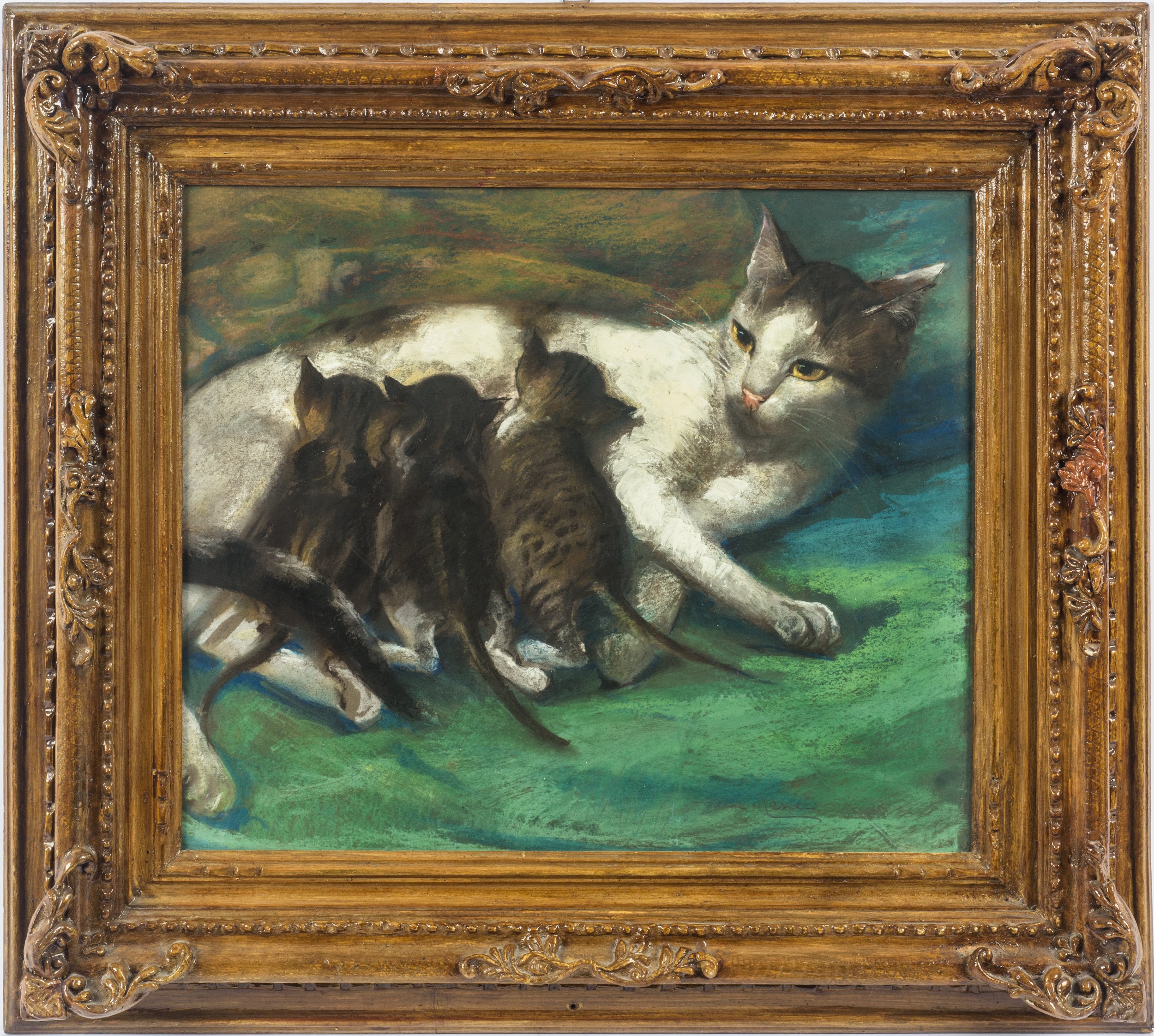 Marino Lenci - Mamma Gatta con Gattini