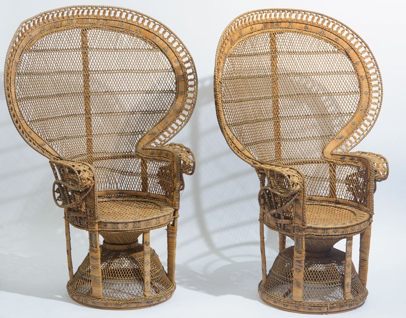 Coppia di poltrone modello "Peacock"