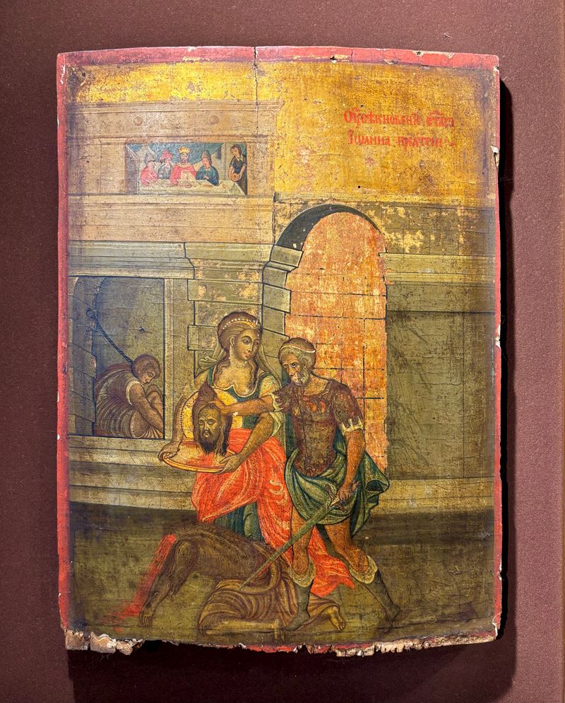 Icona raffigurante la decollazione del Battista, tempera su tavola