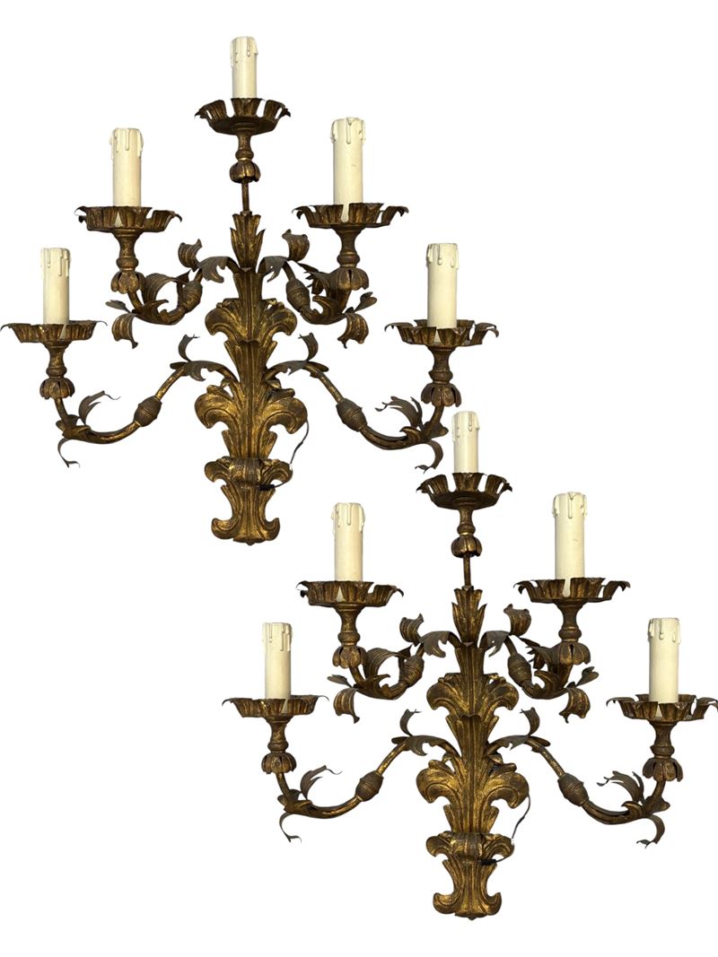 Coppia di appliques a 5 luci