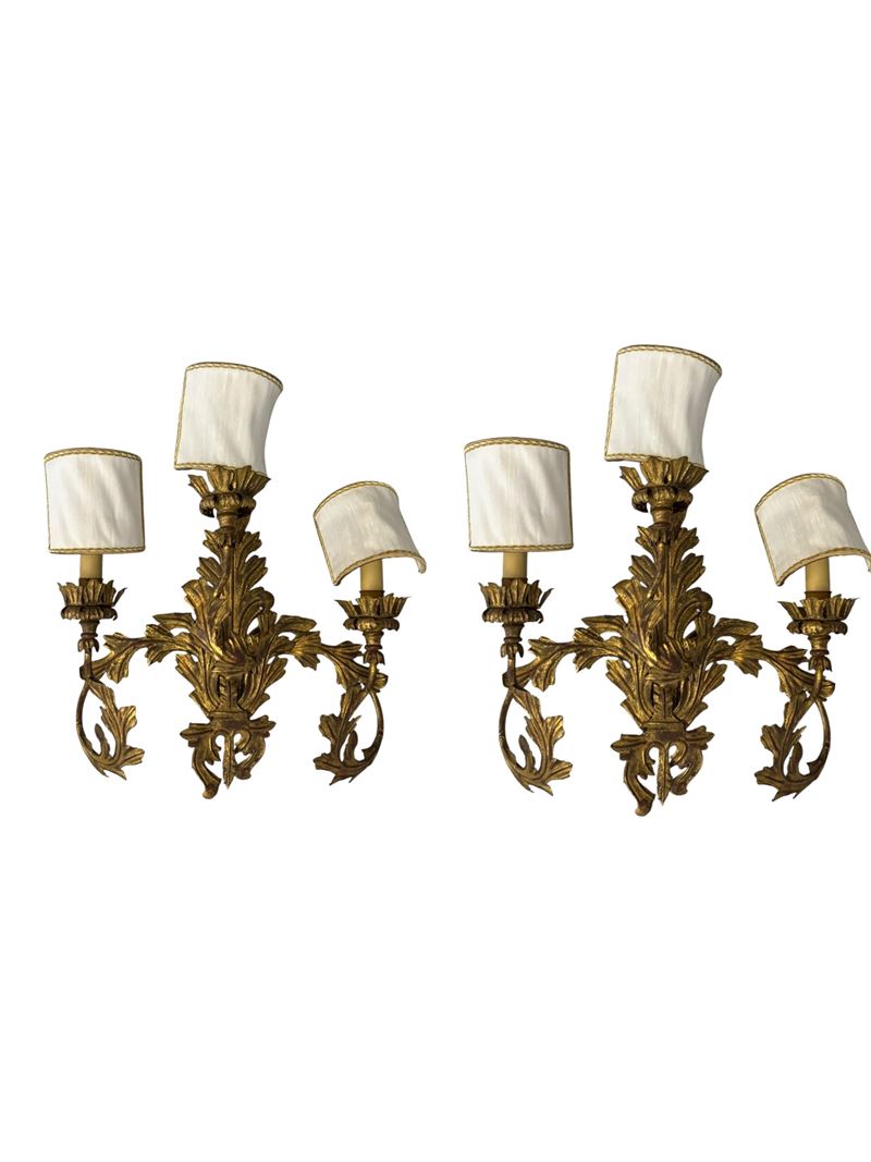 Coppia di Appliques a Tre Luci