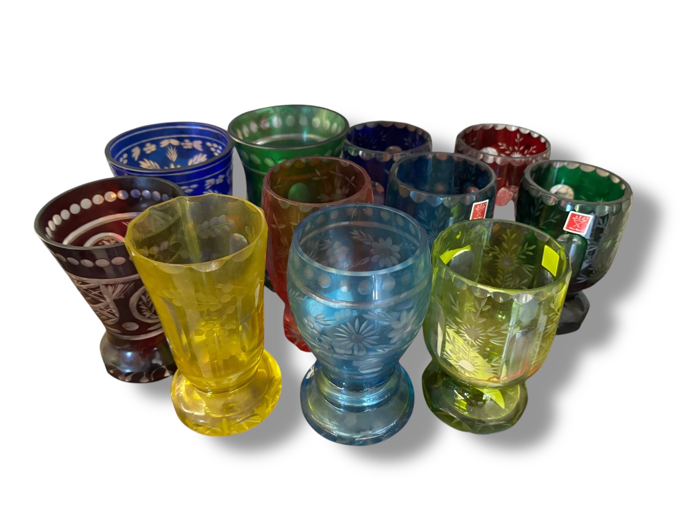 Set di 10 Bicchieri in Vetro Colorato