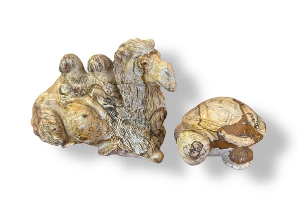 Due sculture  - pietra saponaria - Auction Brocantage - Summer Edition  - DAMS Casa d'Aste