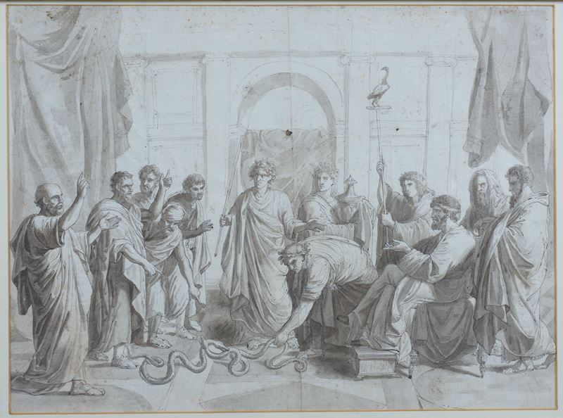 Mosé trasforma il bastone di Aronne in un serpente