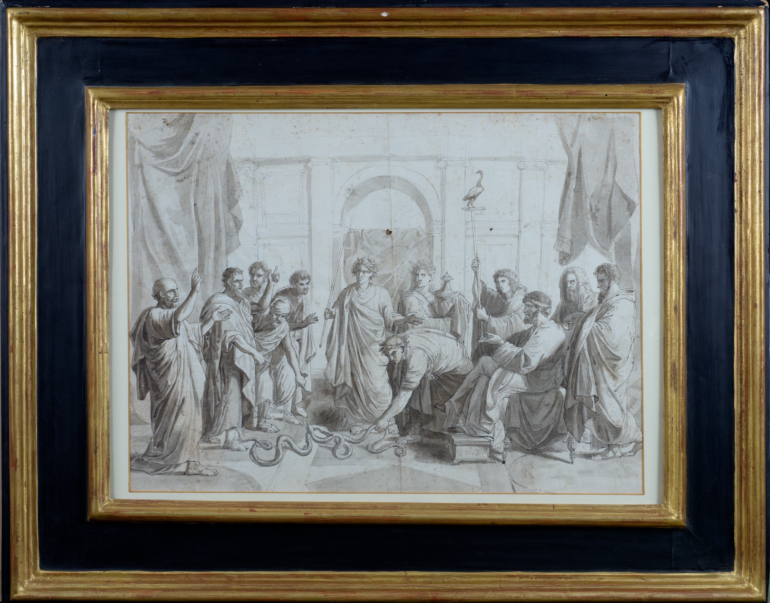 Mosé trasforma il bastone di Aronne in un serpente