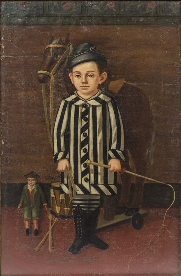 ritratto di fanciullo con giocattoli