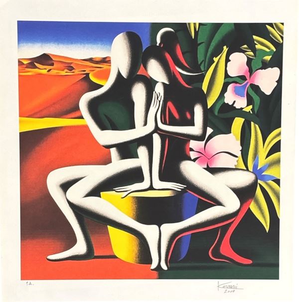 Mark Kostabi : The blossoming of solidarity  (2008)  - litografi offset - Auction Affordable art of the 20th century  - DAMS Casa d'Aste