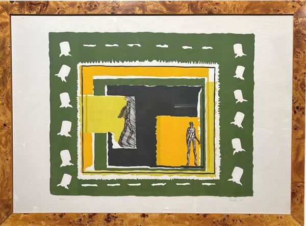 Mario Rossello : Composizione in verdi  (1975)  - litografia - Auction Affordable art of the 20th century  - DAMS Casa d'Aste