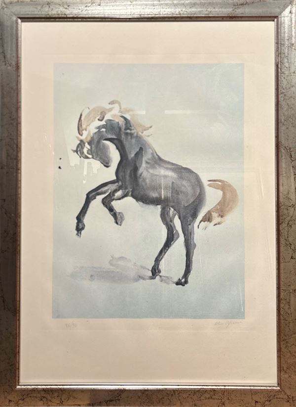 Aldo Pagliacci - Due litografie raffiguranti cavalli