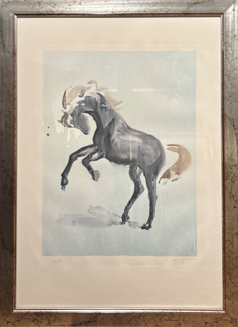 Due litografie raffiguranti cavalli