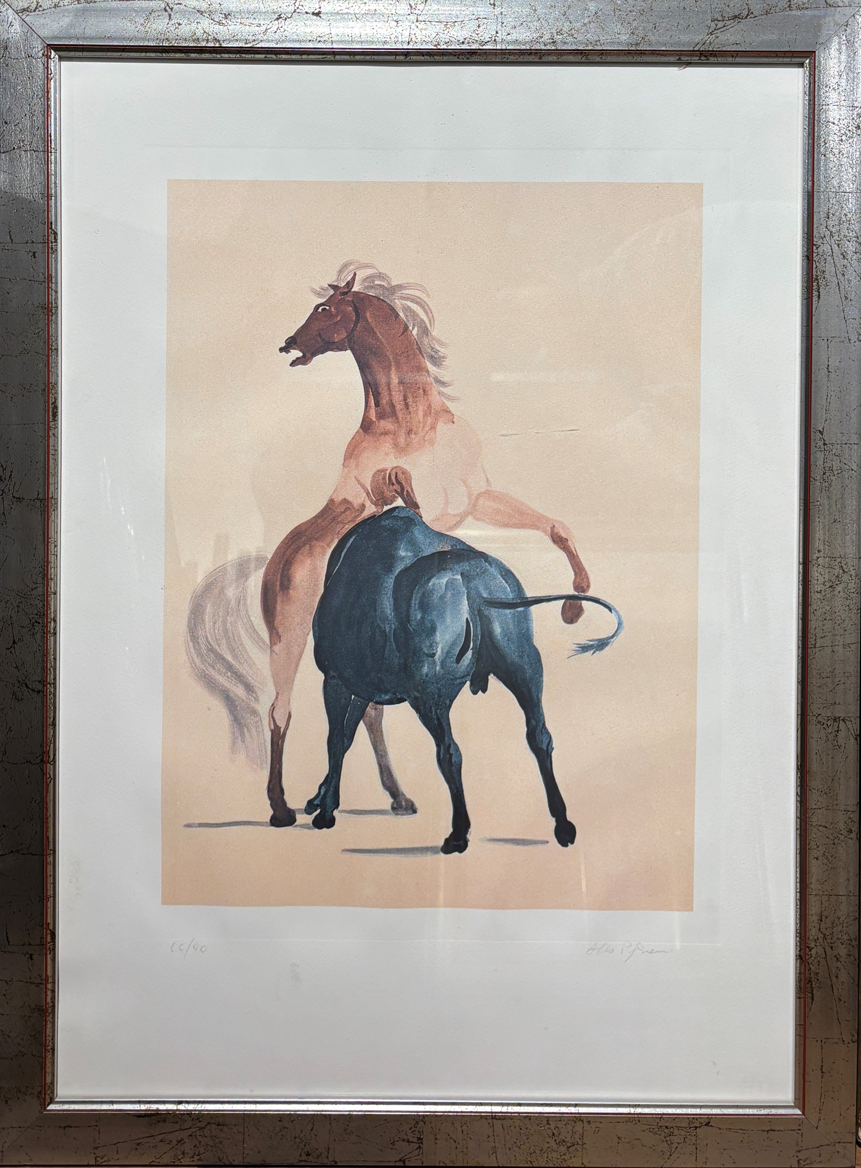 Due litografie raffiguranti cavalli