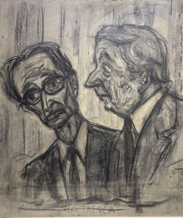 Giovanni Stradone : La tresca  (1963)  - carboncino su tela - Auction Affordable art of the 20th century  - DAMS Casa d'Aste