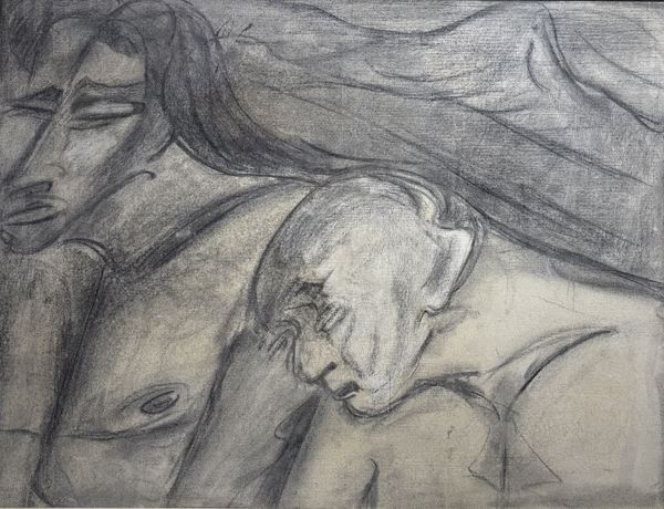 Giovanni Stradone : Figure  (1974)  - carboncino su tela - Auction Affordable art of the 20th century  - DAMS Casa d'Aste