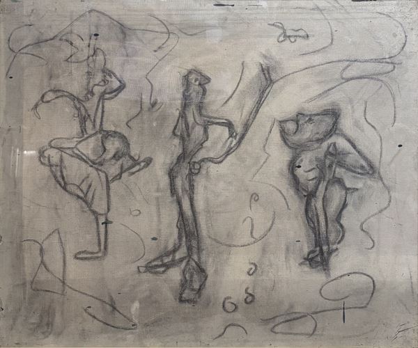 Giovanni Stradone : Sonnambuli n. 2  (1974)  - carboncino su tela - Auction Affordable art of the 20th century  - DAMS Casa d'Aste