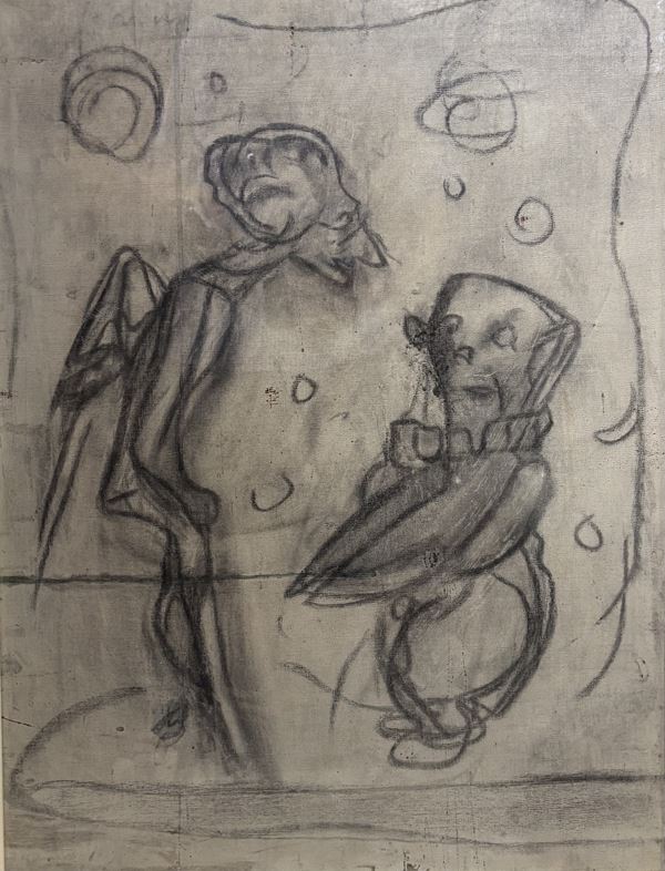 Giovanni Stradone : Sonnambuli n. 4  (1974)  - carboncino su tela - Auction Affordable art of the 20th century  - DAMS Casa d'Aste