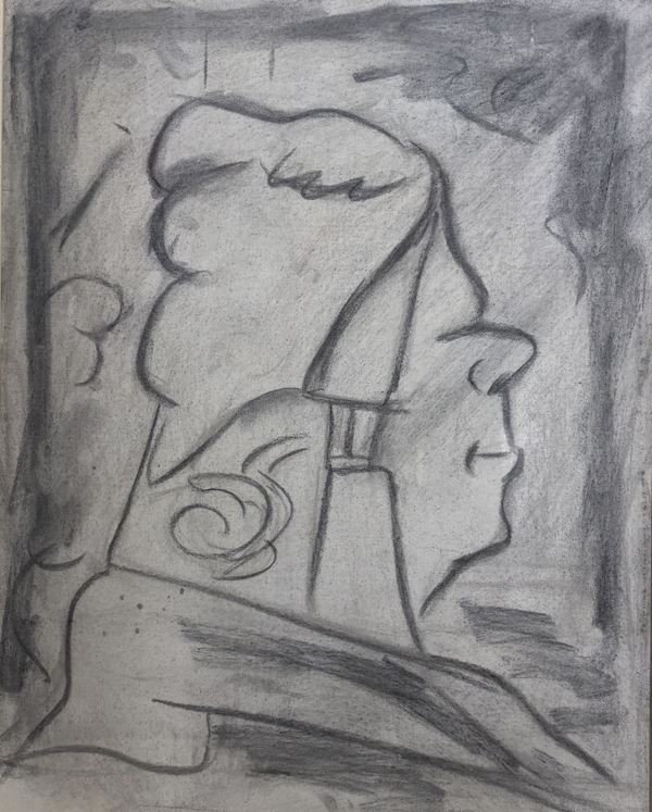 Giovanni Stradone : La matrona  (1968)  - carboncino su tela - Auction Affordable art of the 20th century  - DAMS Casa d'Aste