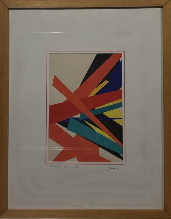 Franco Giuli : Composizione astratta  - tecnica mista su carta - Auction Affordable art of the 20th century  - DAMS Casa d'Aste