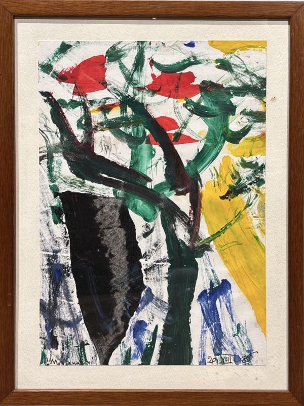Luigi Montanarini : Composizione astratta  (1986)  - olio su carta - Auction Affordable art of the 20th century  - DAMS Casa d'Aste