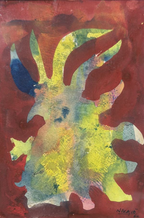 Nato Frasca : Senza Titolo  (1960)  - acquerello su carta - Auction Affordable art of the 20th century  - DAMS Casa d'Aste
