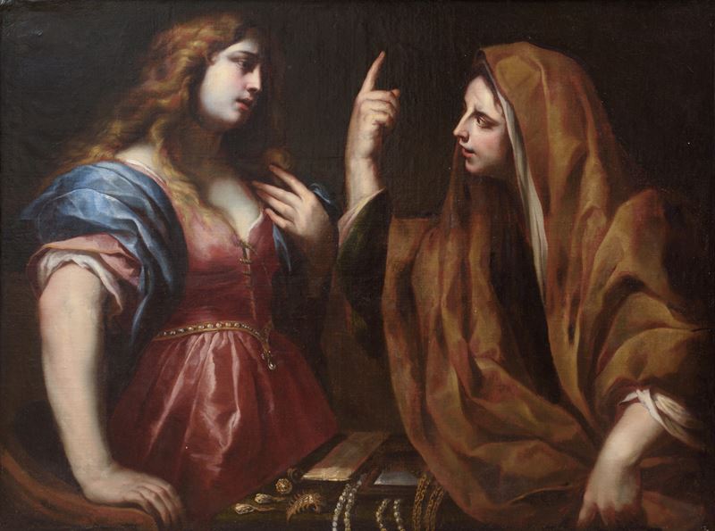Santa Marta rimprovera Maria Maddalena per la sua vanità
