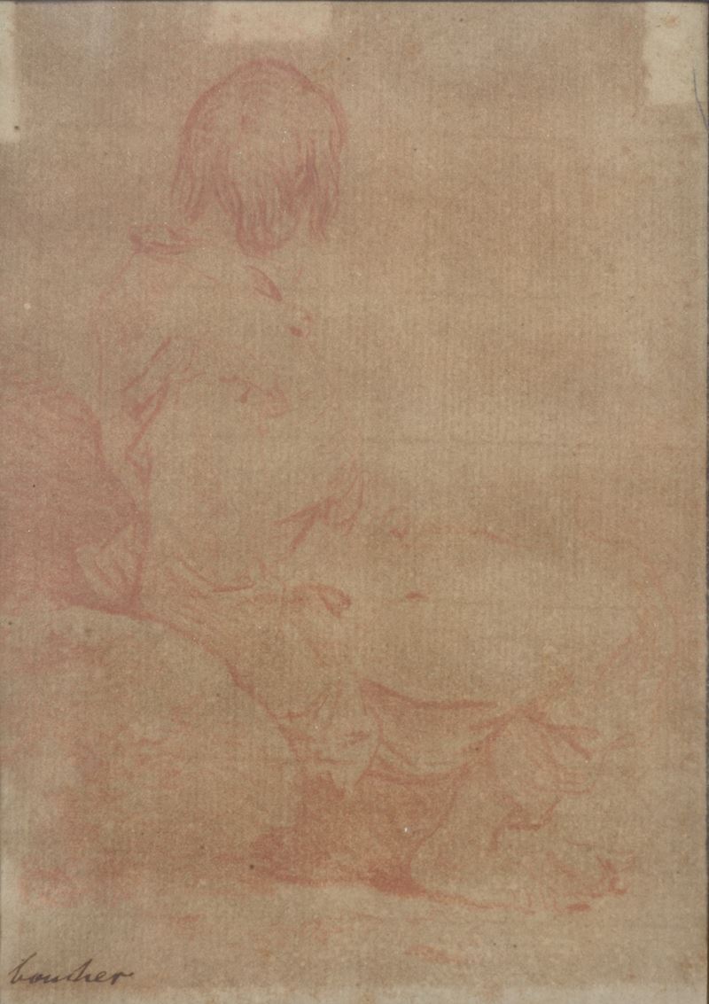 Studio di giovane seduto di tre quarti
