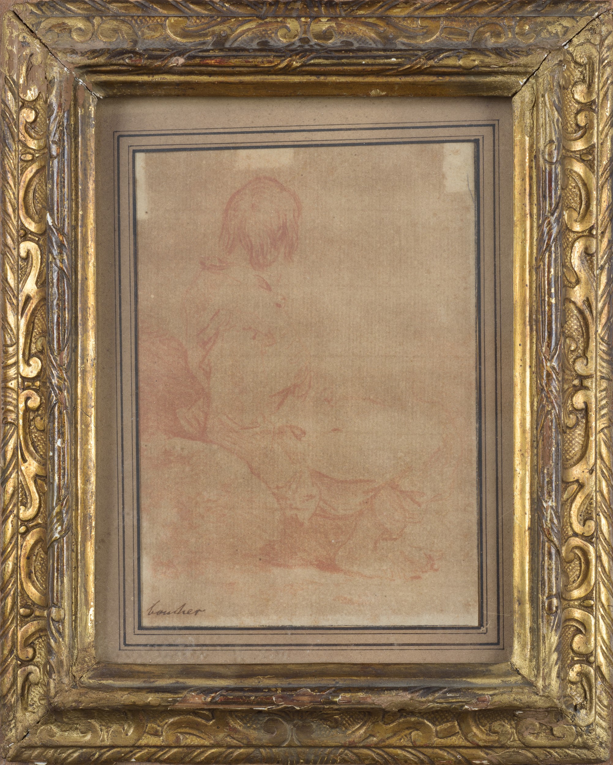 Studio di giovane seduto di tre quarti