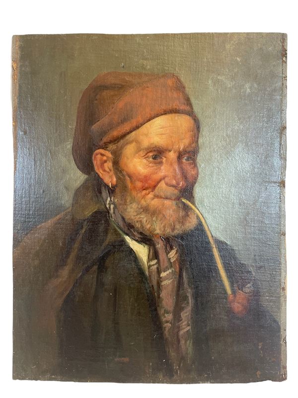 Salvatore Maresca - Ritratto di fumatore di pipa con orecchino