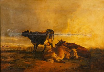 Scena pastorale, olio su tavola