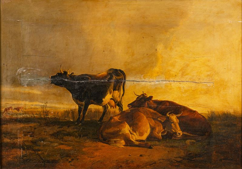 Thomas Sydney Cooper - Scena pastorale, olio su tavola