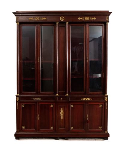 Libreria in stile Impero, legno di mogano, Francia, fine XIX secolo