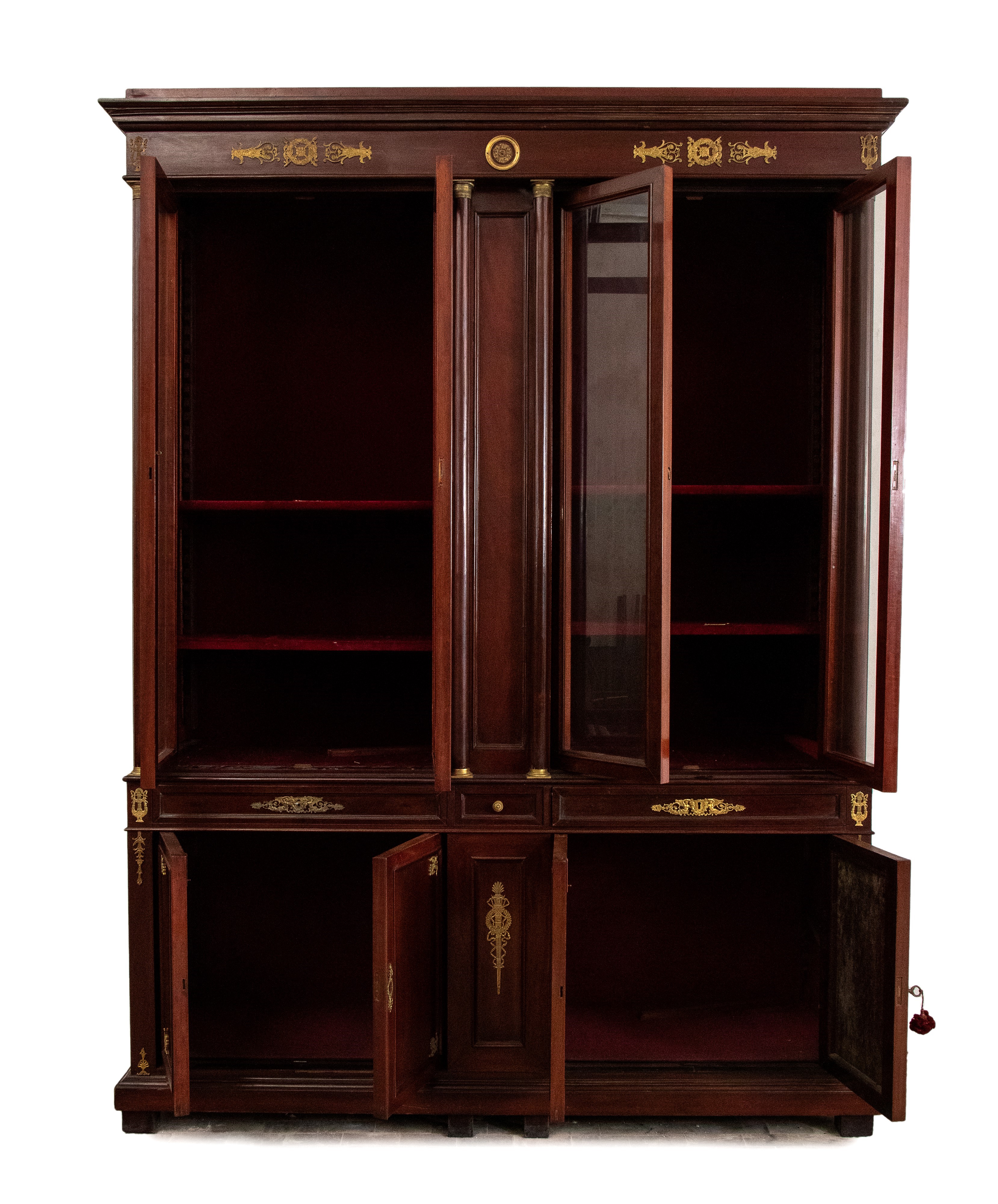 Libreria in stile Impero, legno di mogano, Francia, fine XIX secolo