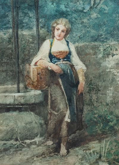 Fanciulla al pozzo, acquerello su carta