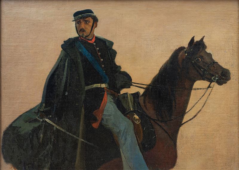 Scuola toscana, Soldato a cavallo, olio su tela