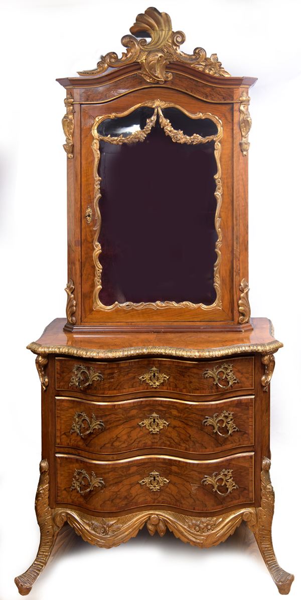 Cassettoncino con alzata a vetrina