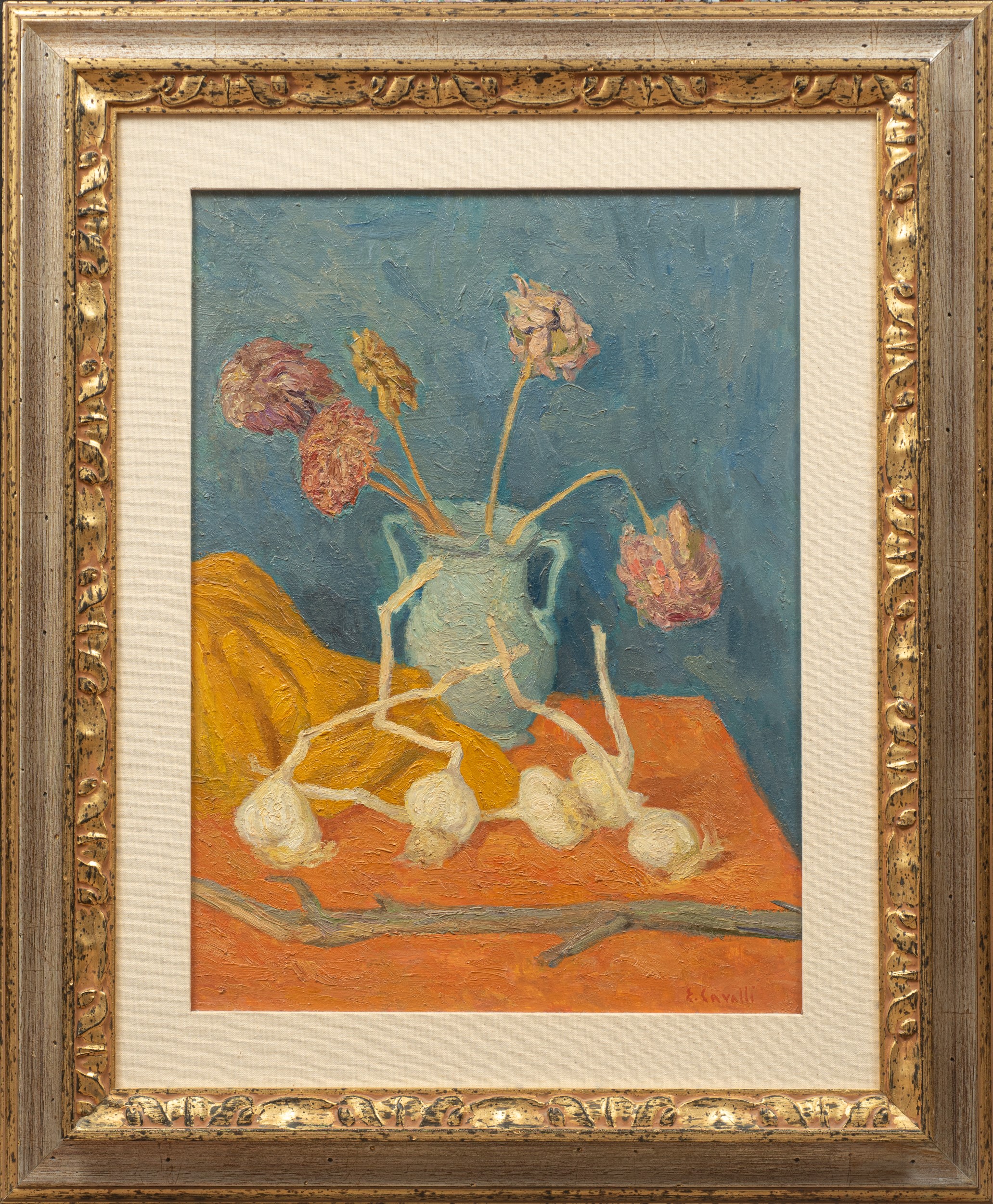 Natura morta con fiori e aglio