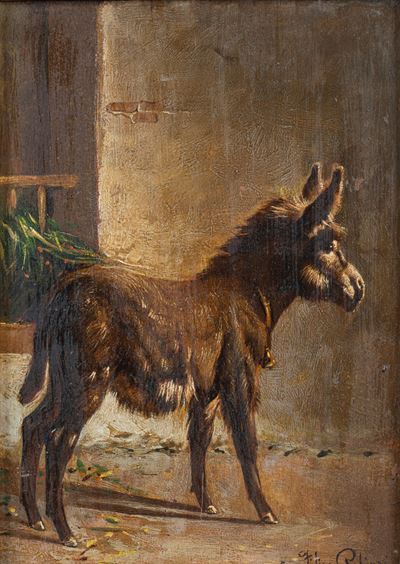 Asinello, olio su tavoletta
