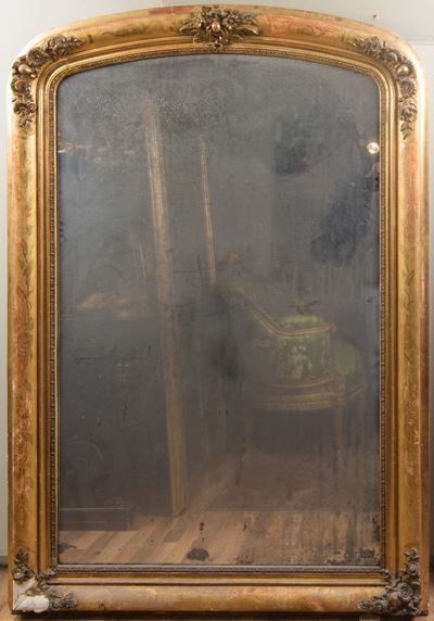 Specchiera in legno e stucco intagliato e dorato, Italia, Luigi Filippo, Fine XIX secolo