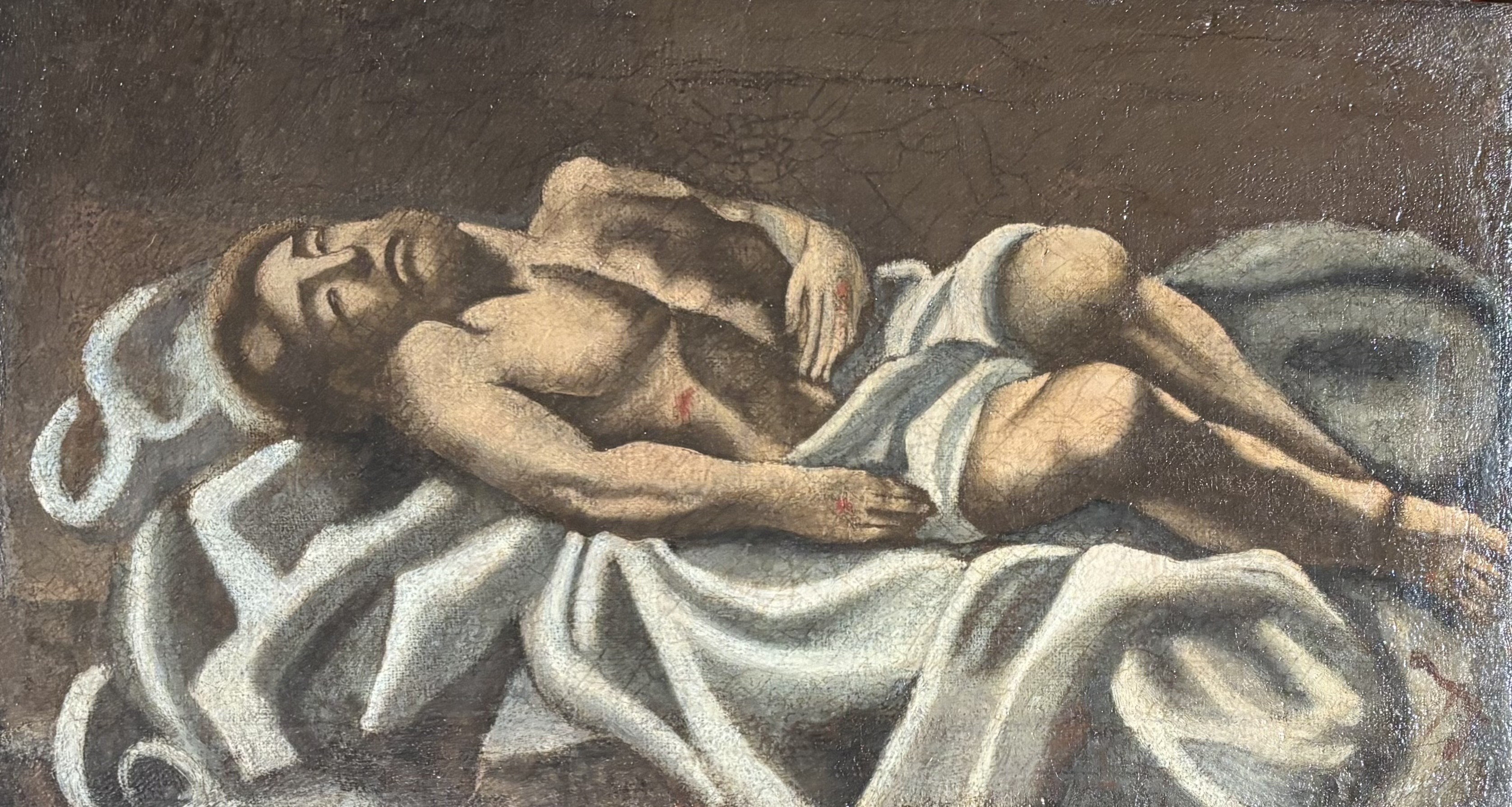 Scuola Messicana-due Dipinti Raffigurati "la Deposizione" e "la Maddalena"