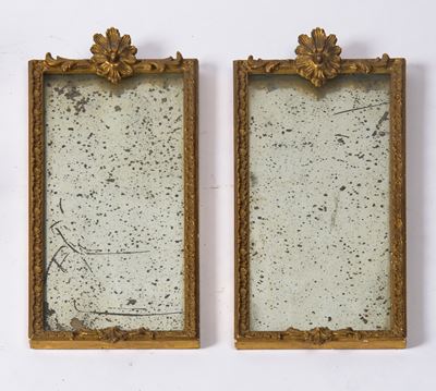 Coppia di piccole specchiere, cornice in pastiglia con specchio a mercurio (inizio XX secolo)