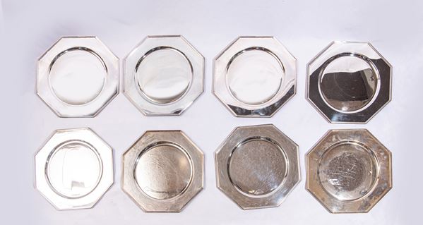 ROYAL ENGLAND - Otto sottopiatti in metallo argentato