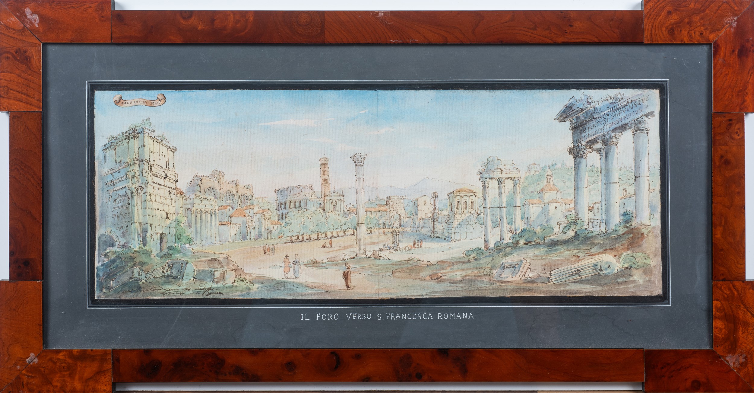 Tre acquerelli raffiguranti vedute di Roma